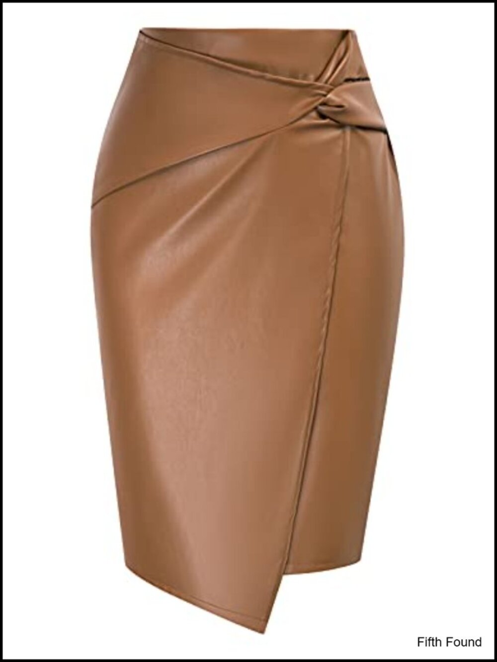 Faux Leather Midi Skirt High Waist Wrap Bodycon Pencil Work Skirt